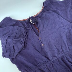 Knox Rose Romper Women XXL Navy Blue Boho Sheersucker Gauzy Tassel